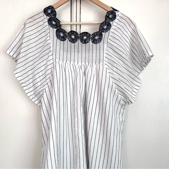 Madewell Embroidered Butterfly Dress in Stripe Dark Metal Size‎ XXS Retro 70s - Picture 10 of 11